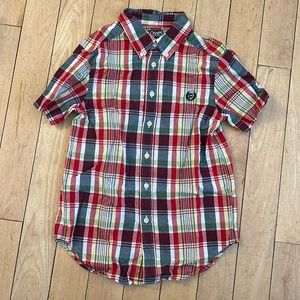 Chaps by Ralph Lauren Boy’s Red Madras Short Sleeve Oxford Size 10-12